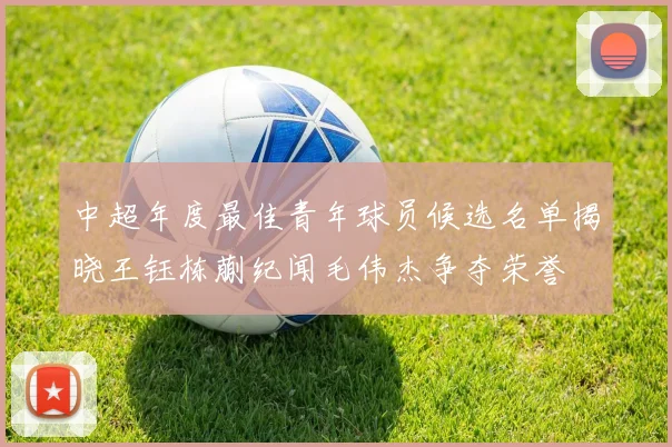 中超年度最佳青年球员候选名单揭晓王钰栋蒯纪闻毛伟杰争夺荣誉